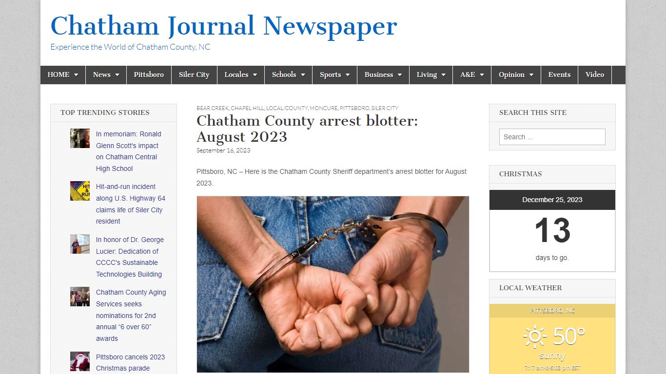 Chatham County arrest blotter: August 2023